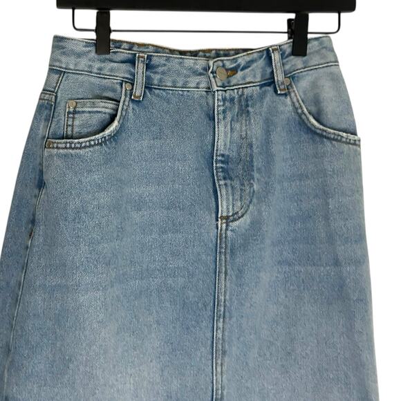 Anthropologie Pilcro Madi Front Slit Denim Maxi Skirt Jeans Blue 2 - Picture 4 of 6